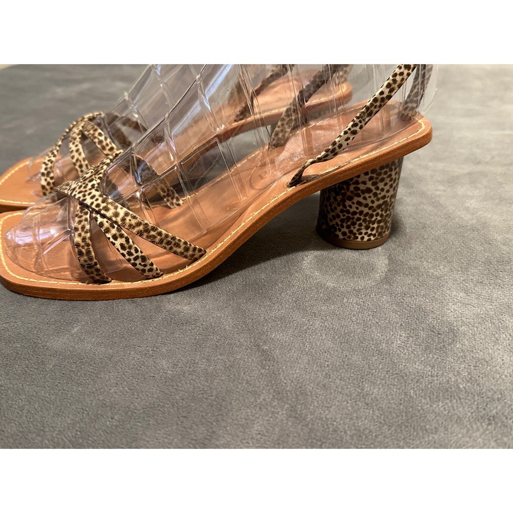 Vicenza Cheetah Print Strappy Block Heel Sandals Square Toe Brown Womens 6